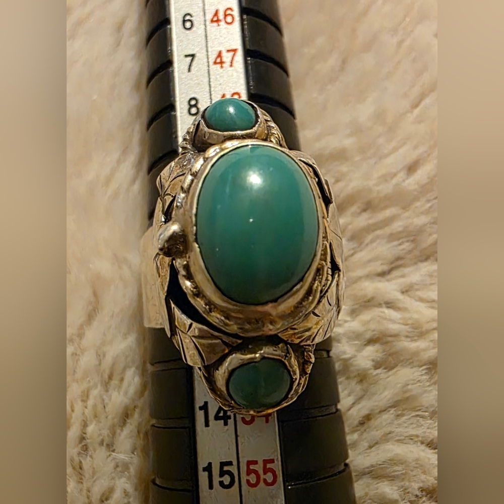 Vintage 925 Sterling Silver/Turquiose 1940s/50s Poison Ring